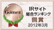 Gomez / IRサイト総合ランキング銅賞（2012年3月）